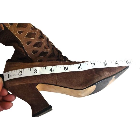 Vintage Newport News Women's Size 6.5 Brown Witch Victorian Suede Heeled Boots - Picture 10 of 10